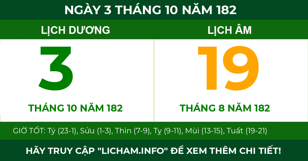 lịch âm ngày 3 tháng 10 năm 182
