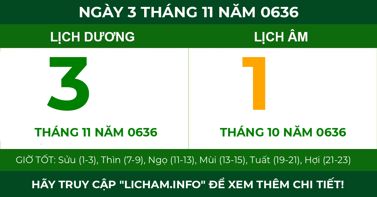 lịch âm ngày 3 tháng 11 năm 0636