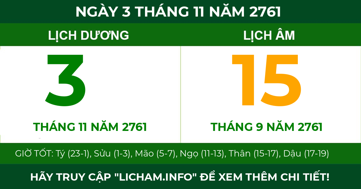 lịch âm ngày 3 tháng 11 năm 2761