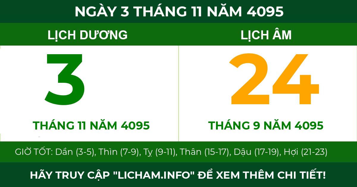 lịch âm ngày 3 tháng 11 năm 4095