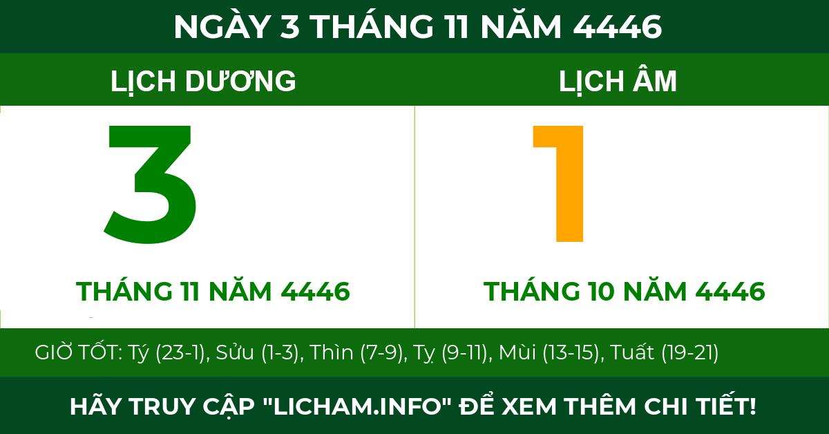 lịch âm ngày 3 tháng 11 năm 4446
