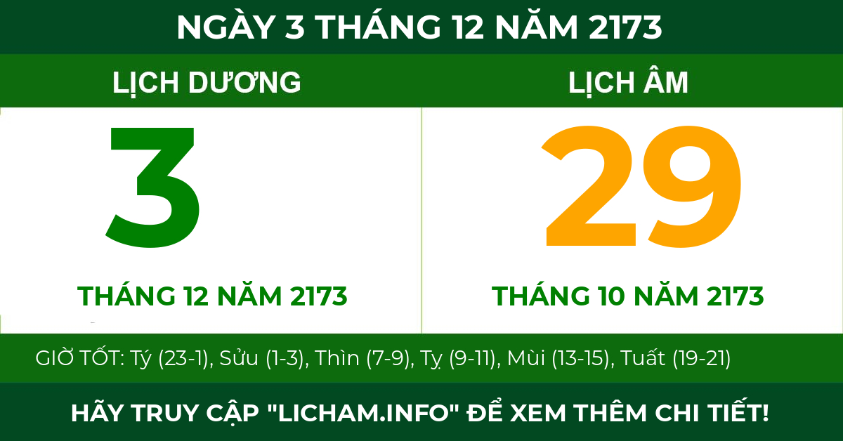lịch âm ngày 3 tháng 12 năm 2173