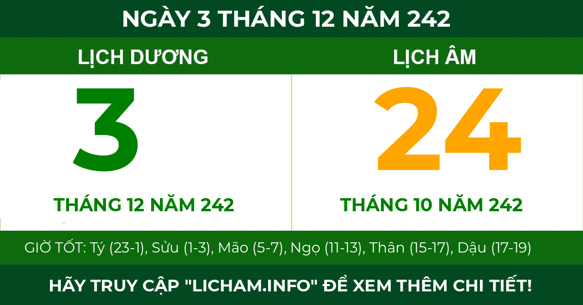 lịch âm ngày 3 tháng 12 năm 242