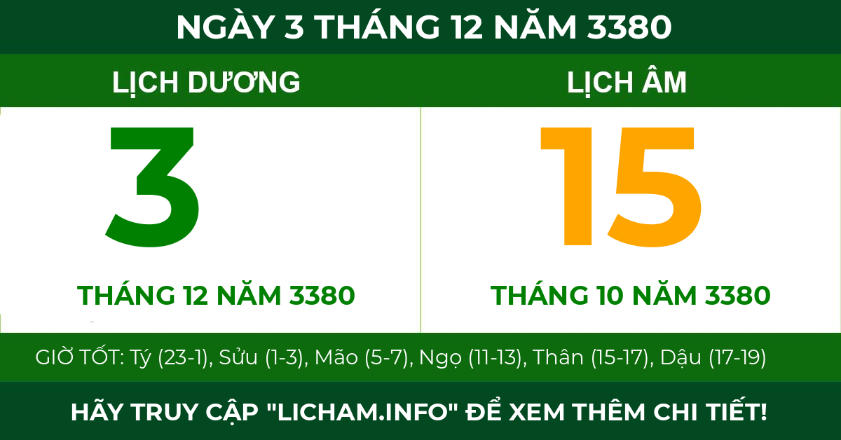 lịch âm ngày 3 tháng 12 năm 3380