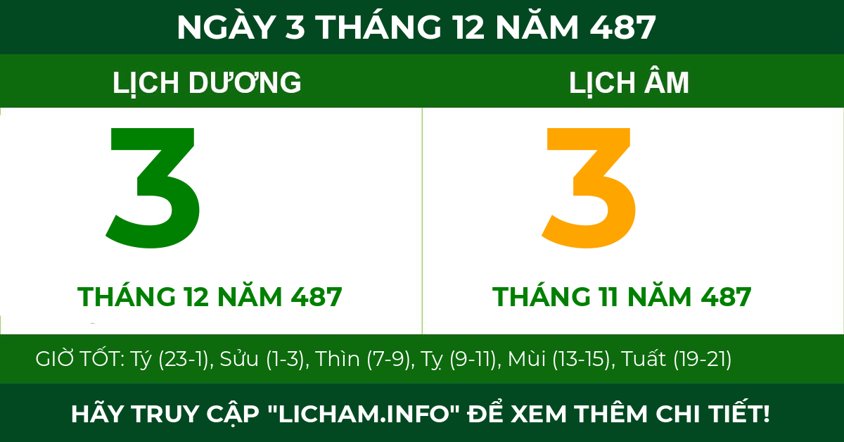 lịch âm ngày 3 tháng 12 năm 487