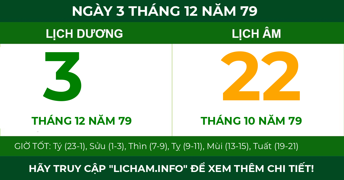 lịch âm ngày 3 tháng 12 năm 79