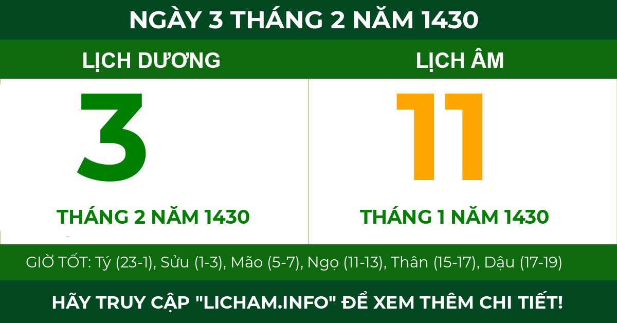 lịch âm ngày 3 tháng 2 năm 1430