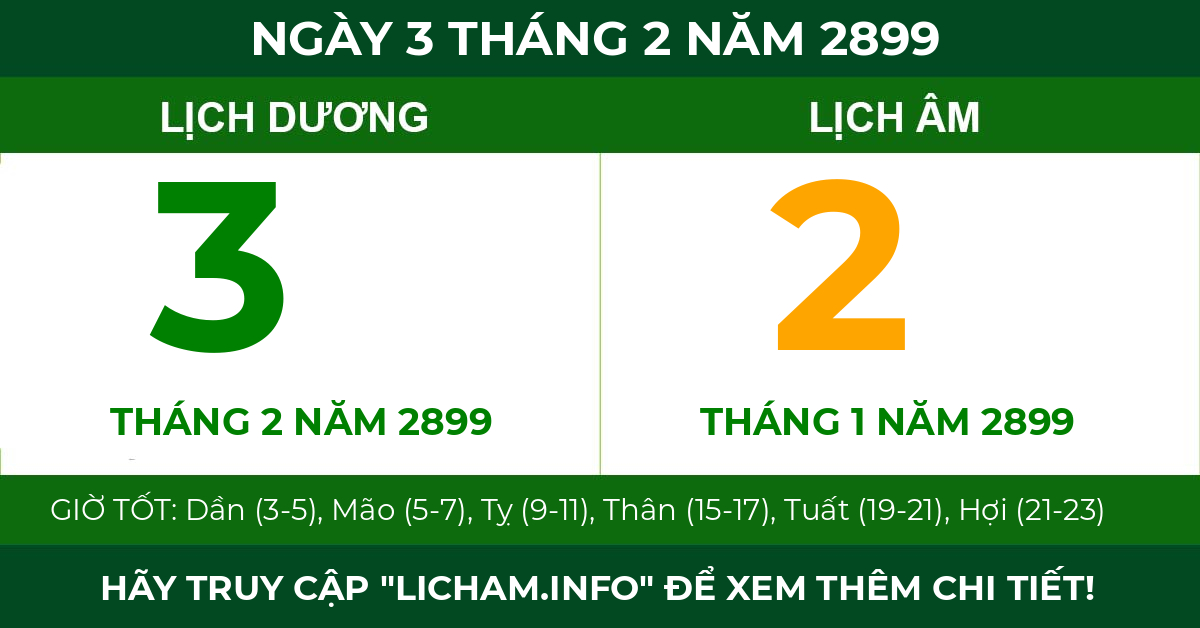 lịch âm ngày 3 tháng 2 năm 2899