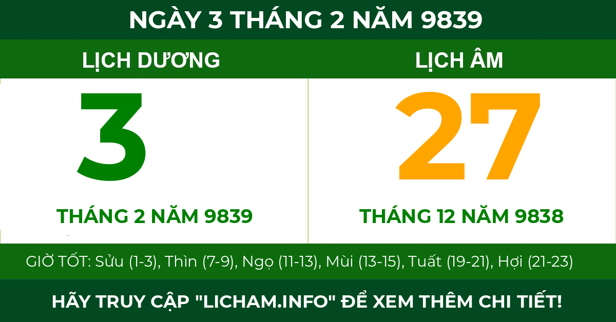 lịch âm ngày 3 tháng 2 năm 9839
