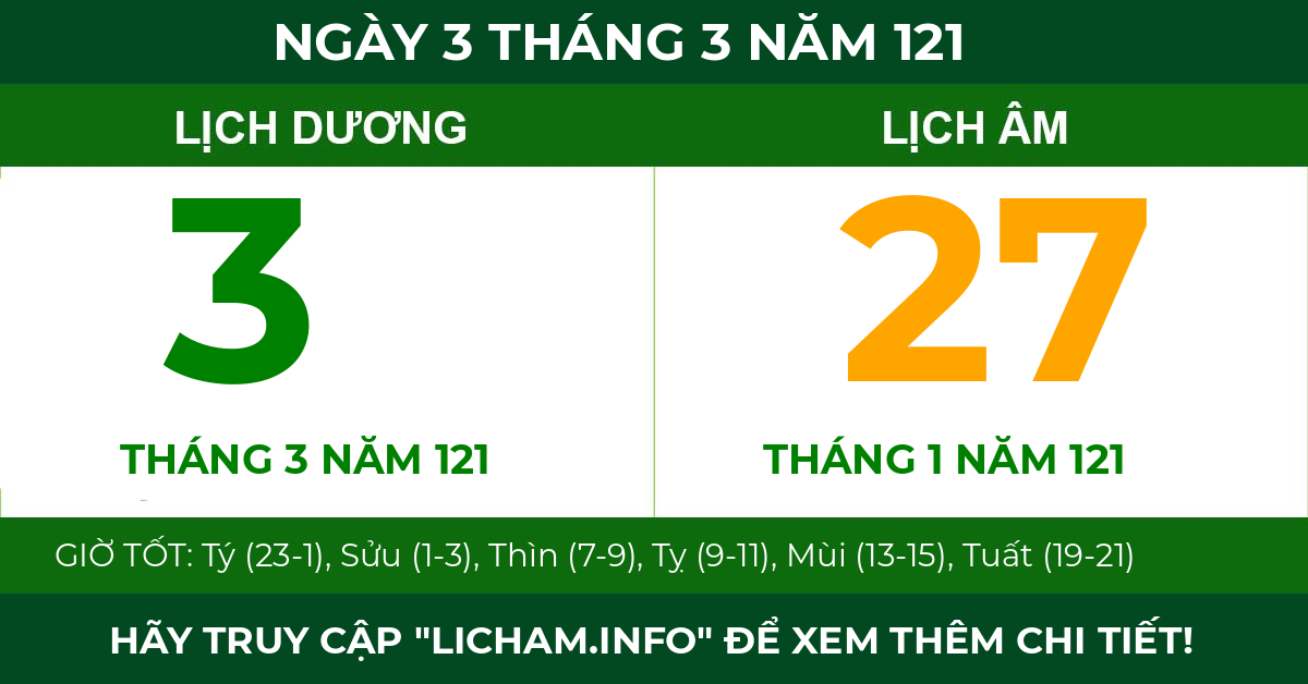 lịch âm ngày 3 tháng 3 năm 121