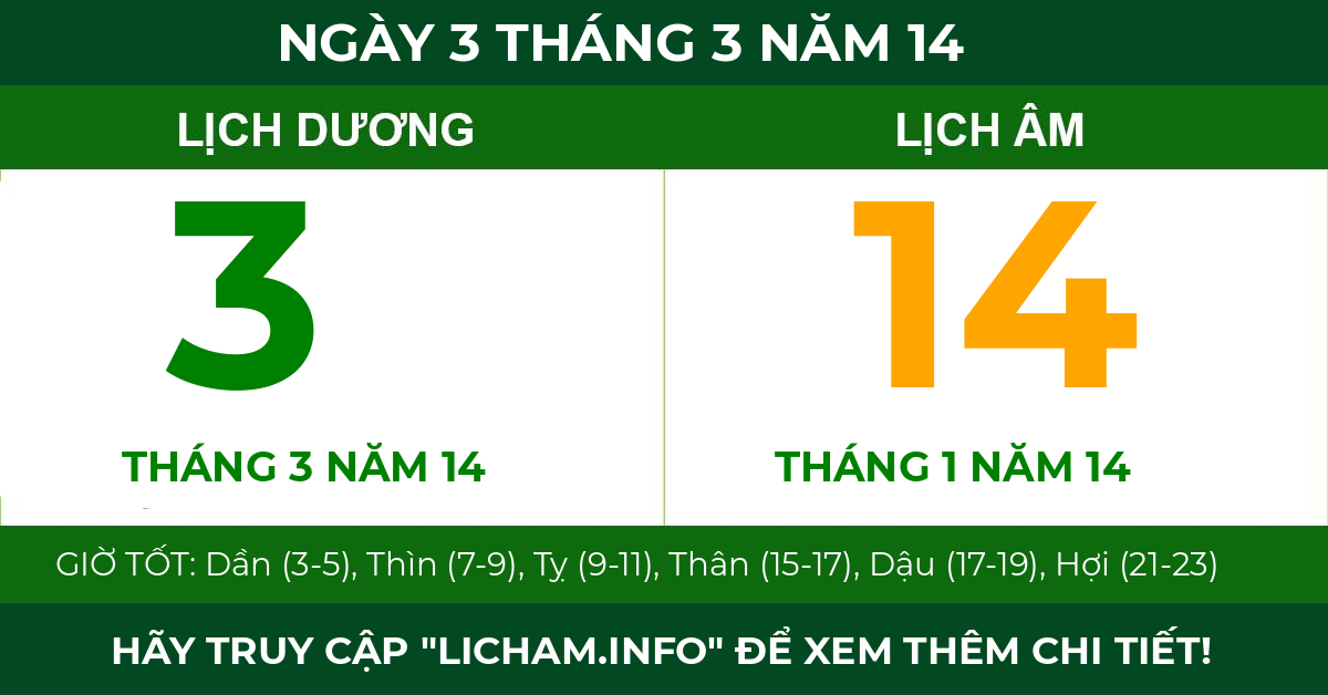 lịch âm ngày 3 tháng 3 năm 14
