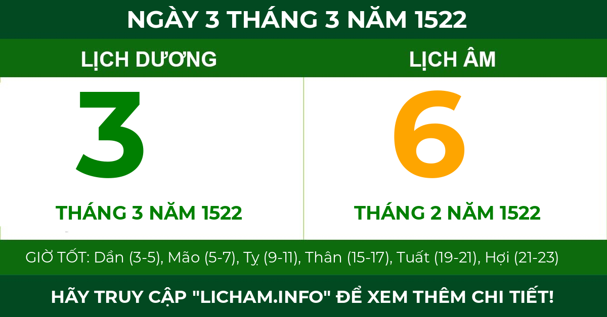 lịch âm ngày 3 tháng 3 năm 1522