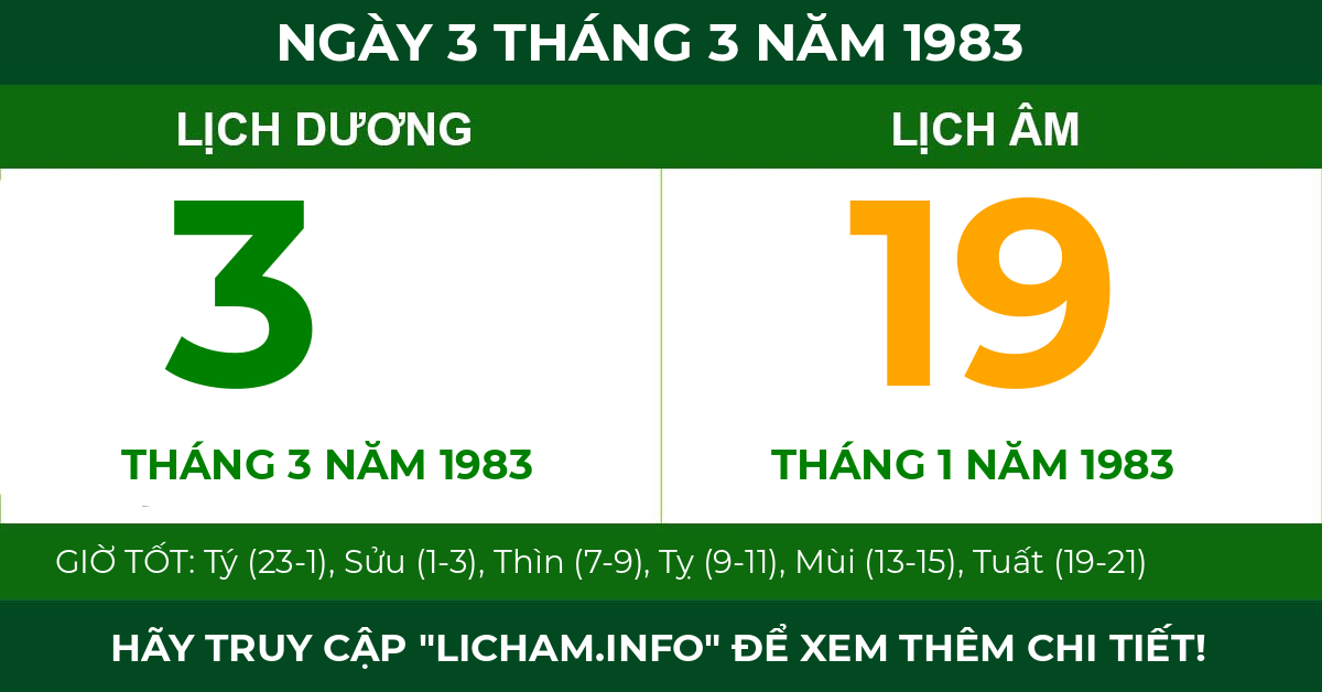 lịch âm ngày 3 tháng 3 năm 1983