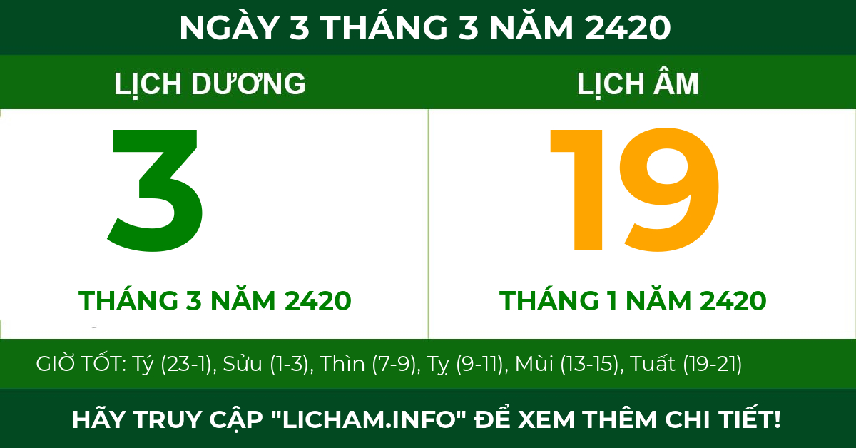 lịch âm ngày 3 tháng 3 năm 2420