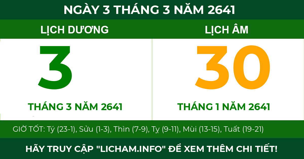 lịch âm ngày 3 tháng 3 năm 2641