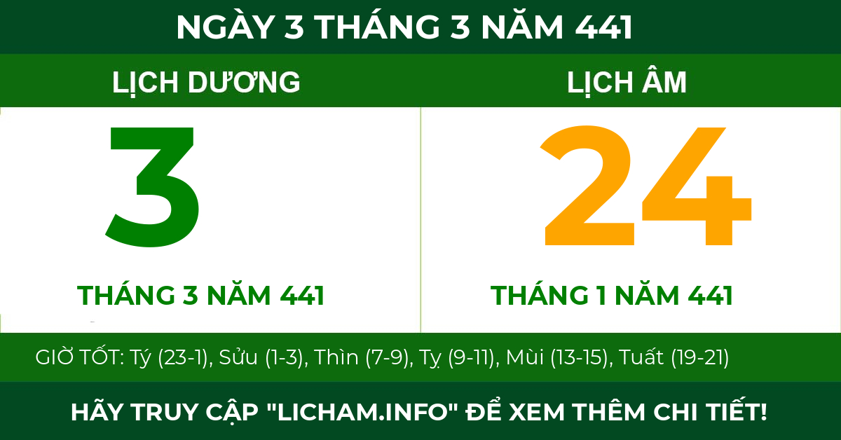 lịch âm ngày 3 tháng 3 năm 441