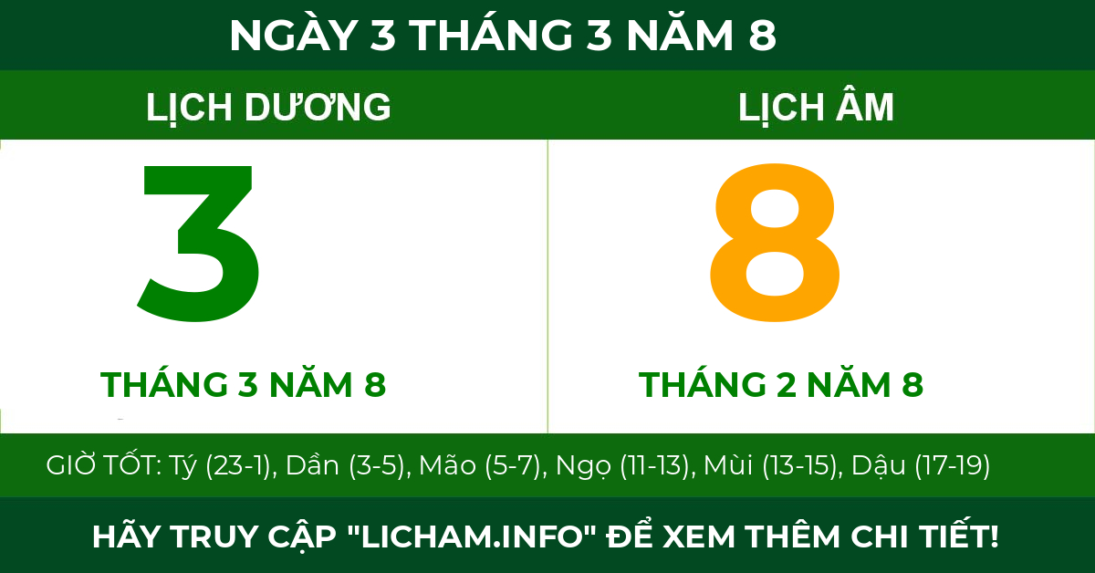 lịch âm ngày 3 tháng 3 năm 8