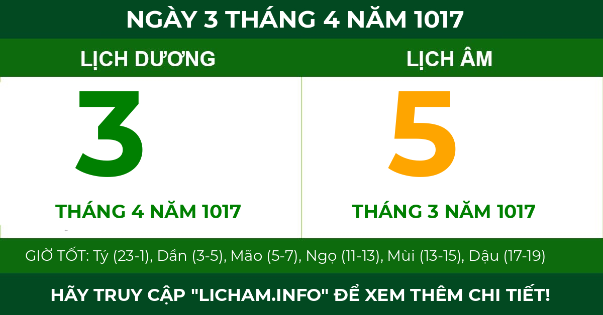 lịch âm ngày 3 tháng 4 năm 1017