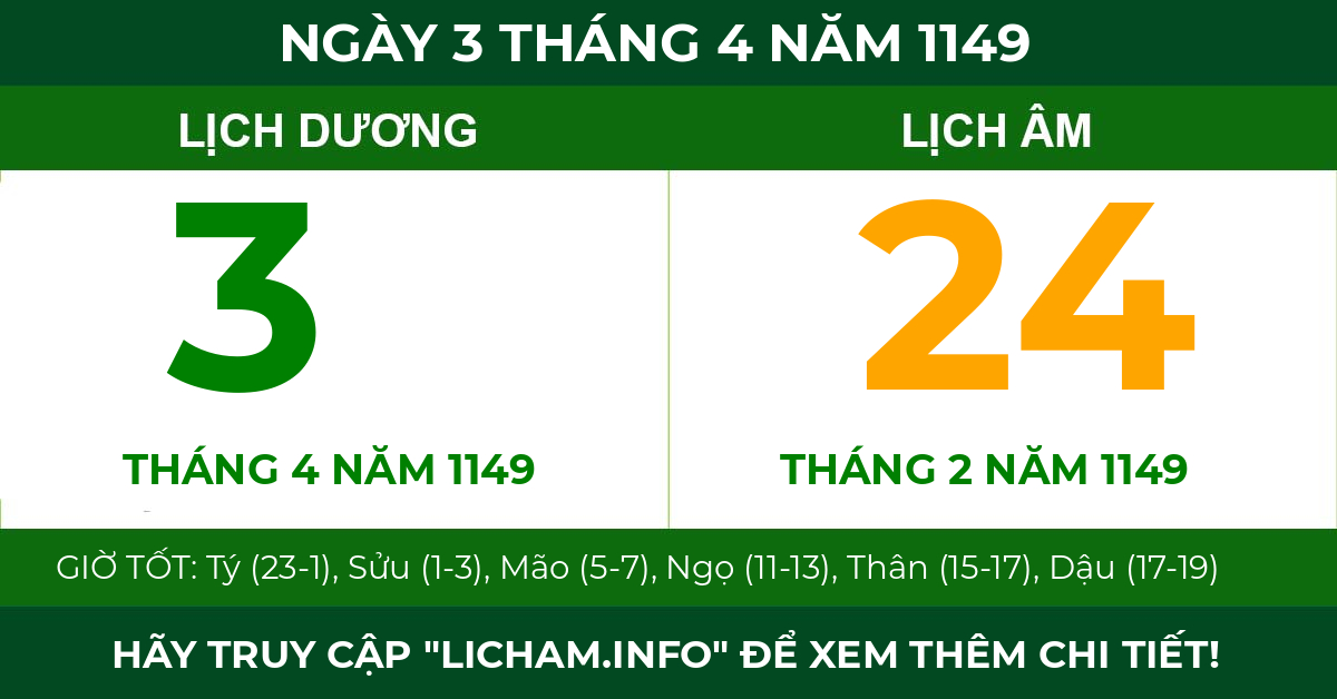 lịch âm ngày 3 tháng 4 năm 1149