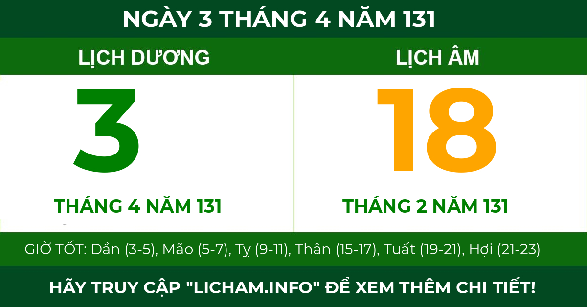 lịch âm ngày 3 tháng 4 năm 131