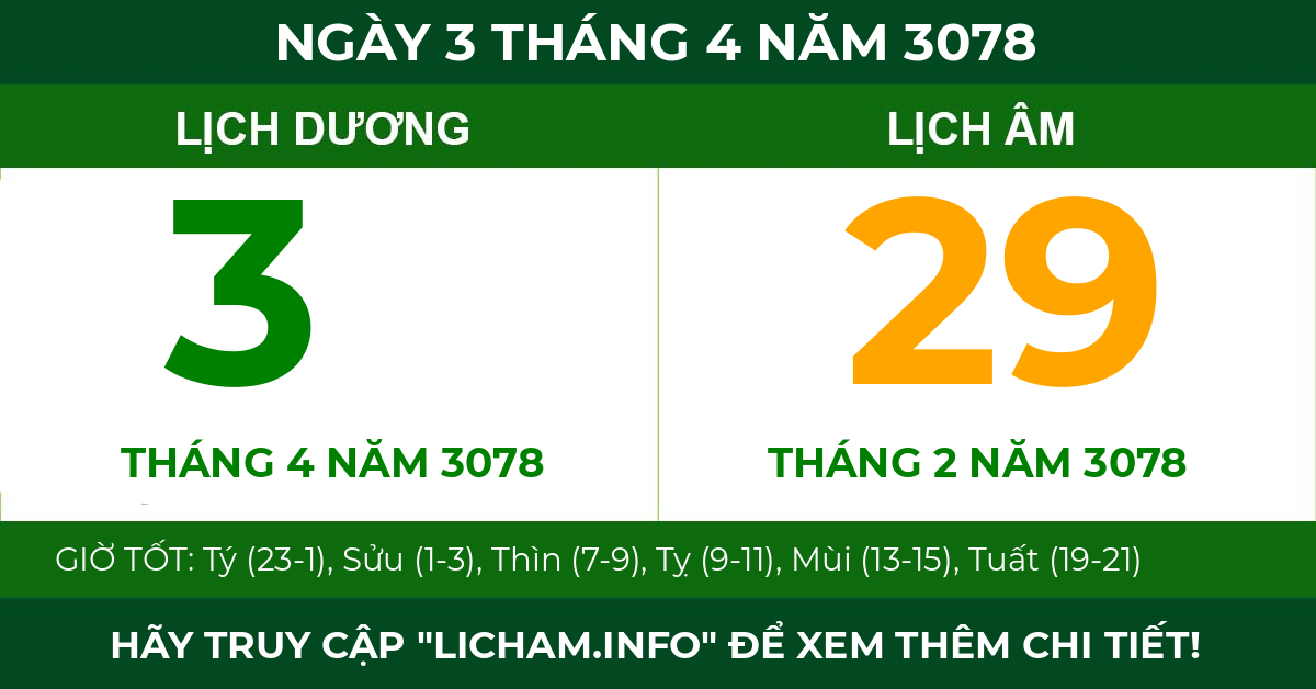 lịch âm ngày 3 tháng 4 năm 3078