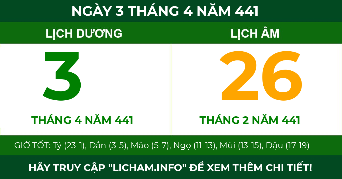 lịch âm ngày 3 tháng 4 năm 441
