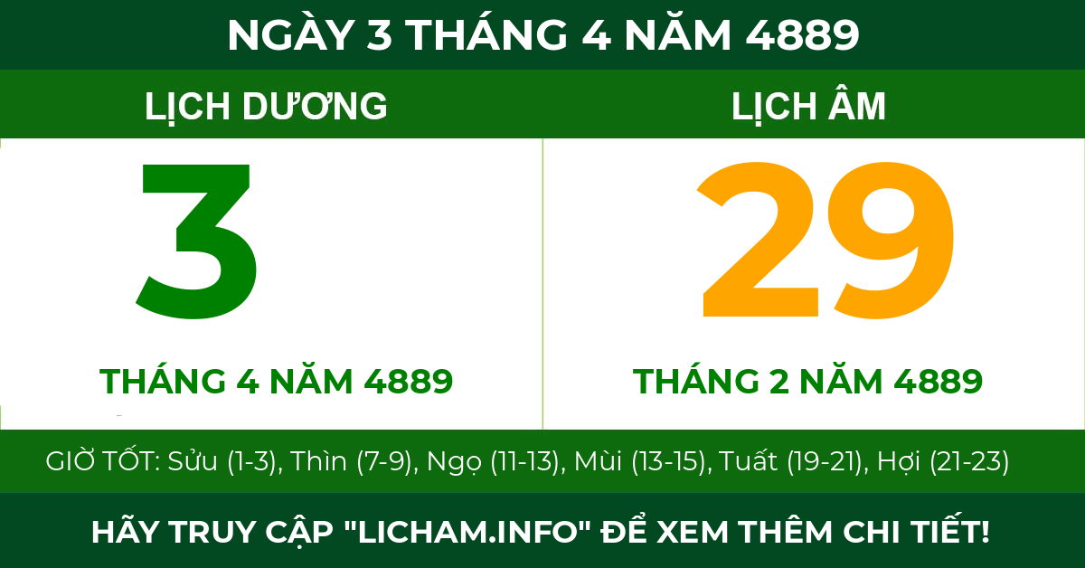 lịch âm ngày 3 tháng 4 năm 4889