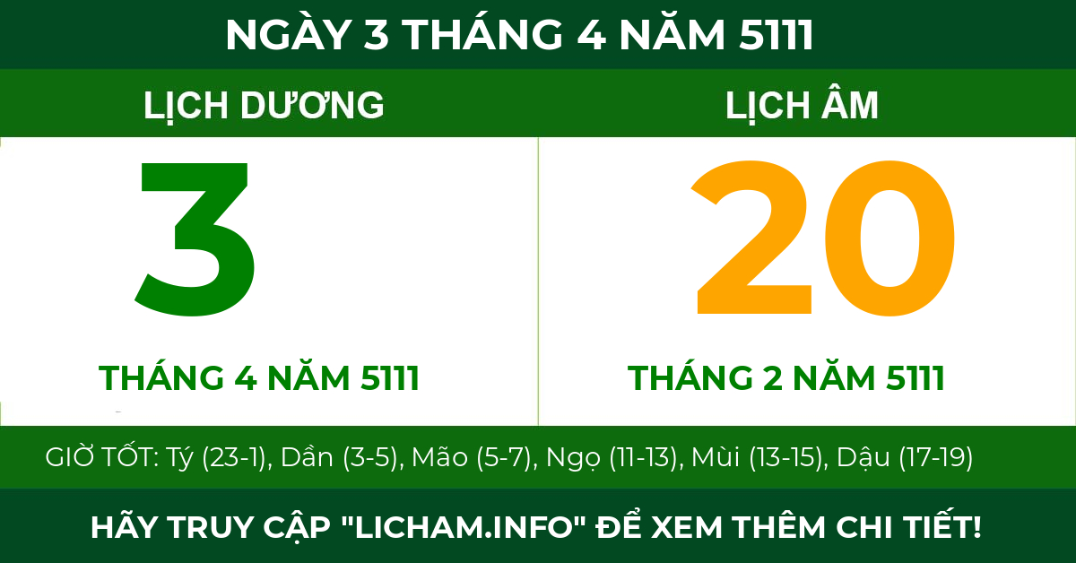 lịch âm ngày 3 tháng 4 năm 5111