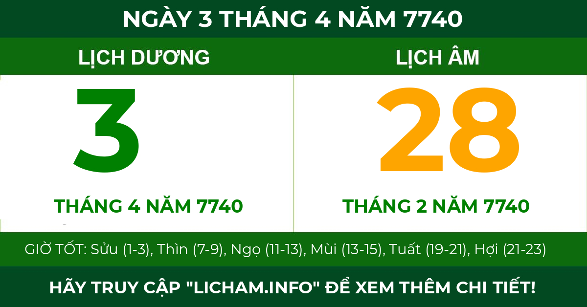 lịch âm ngày 3 tháng 4 năm 7740