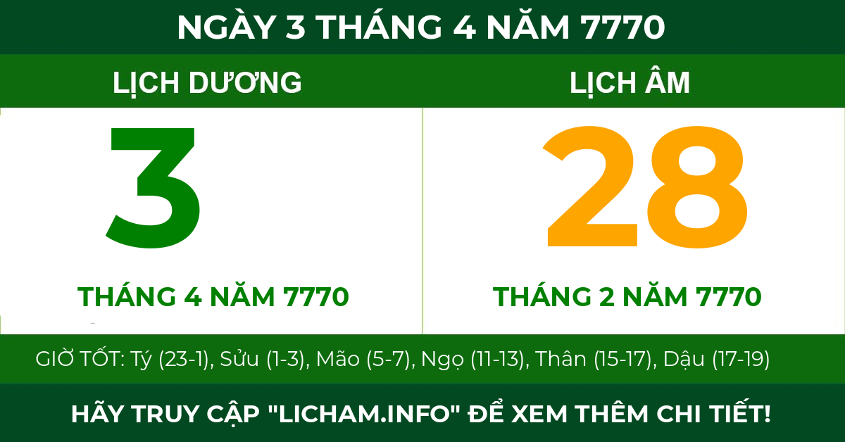 lịch âm ngày 3 tháng 4 năm 7770