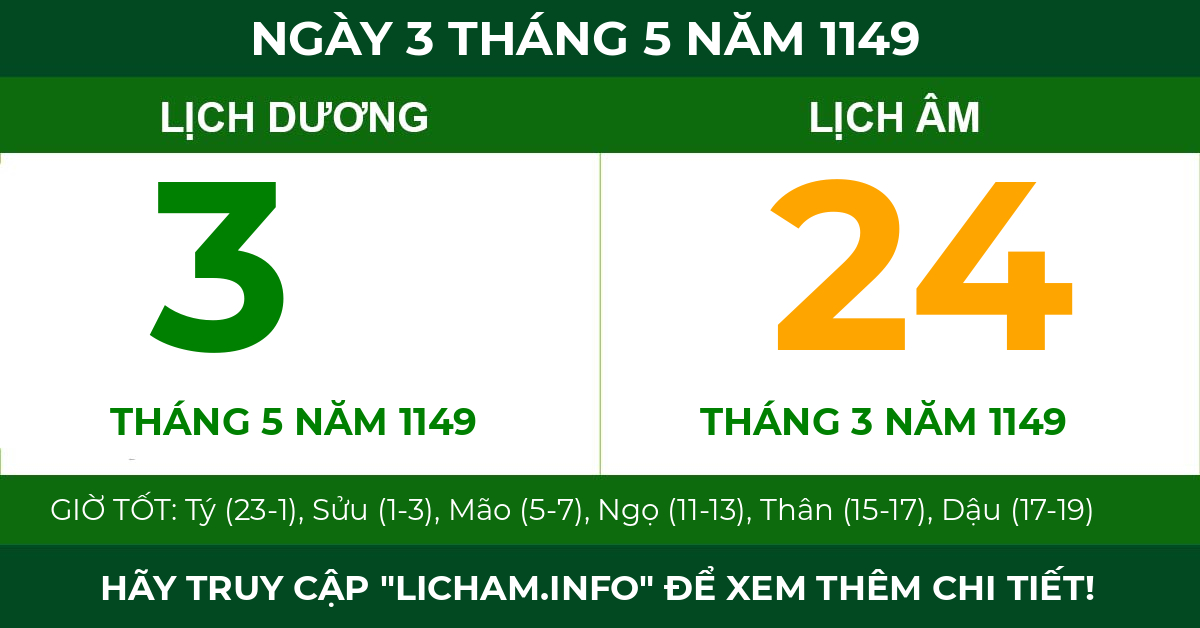 lịch âm ngày 3 tháng 5 năm 1149