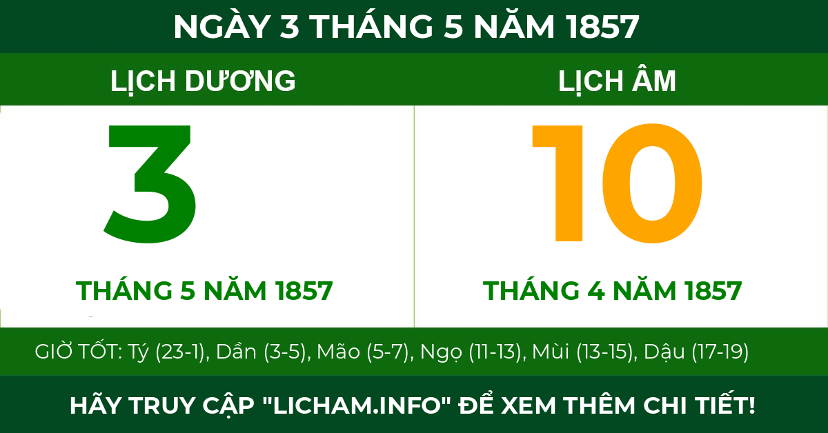 lịch âm ngày 3 tháng 5 năm 1857