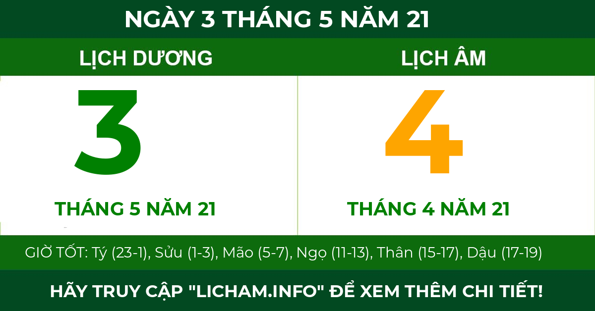 lịch âm ngày 3 tháng 5 năm 21