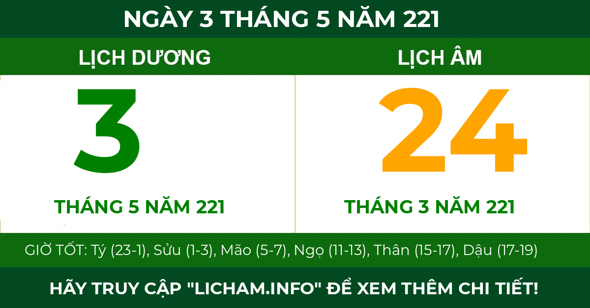 lịch âm ngày 3 tháng 5 năm 221