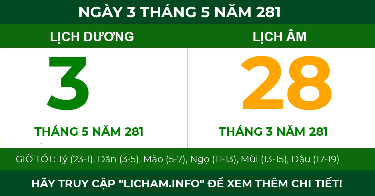 lịch âm ngày 3 tháng 5 năm 281