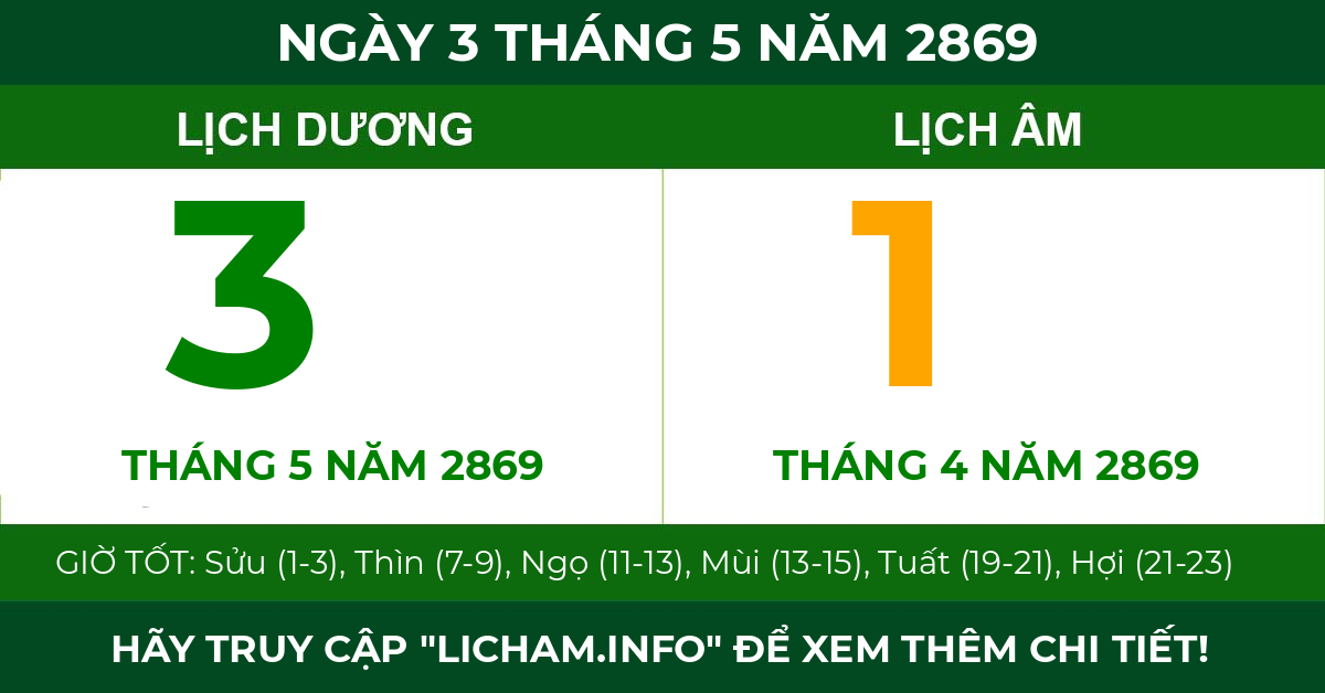 lịch âm ngày 3 tháng 5 năm 2869