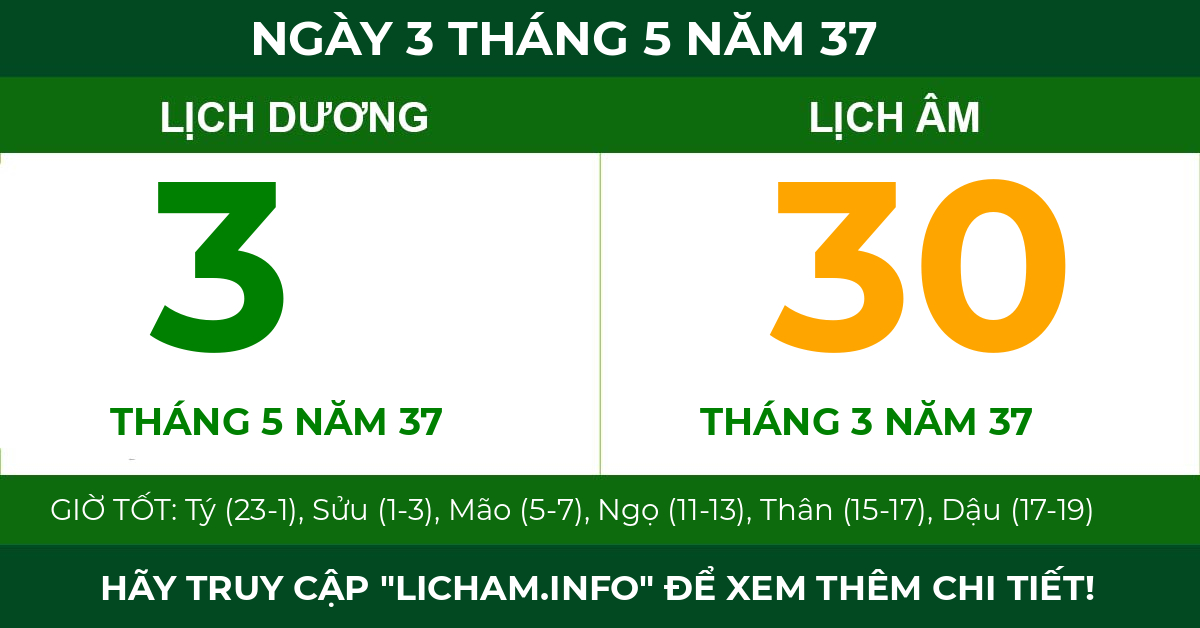 lịch âm ngày 3 tháng 5 năm 37