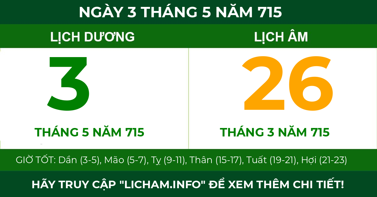 lịch âm ngày 3 tháng 5 năm 715