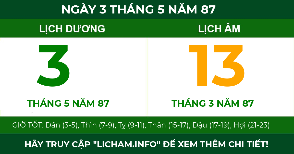 lịch âm ngày 3 tháng 5 năm 87