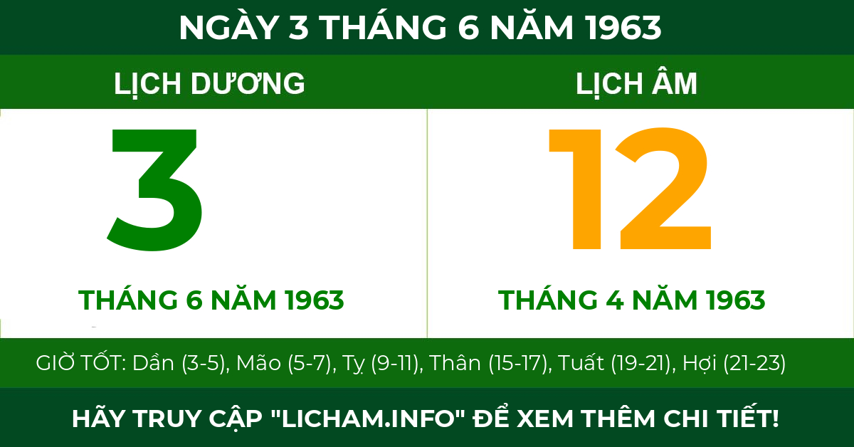 lịch âm ngày 3 tháng 6 năm 1963