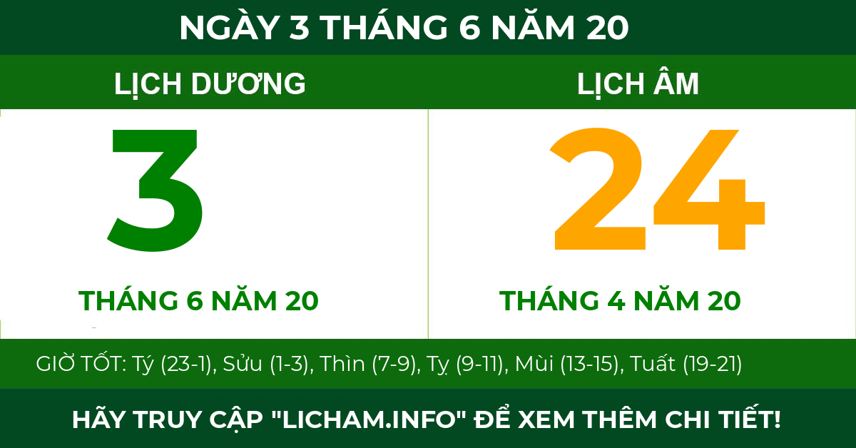 lịch âm ngày 3 tháng 6 năm 20