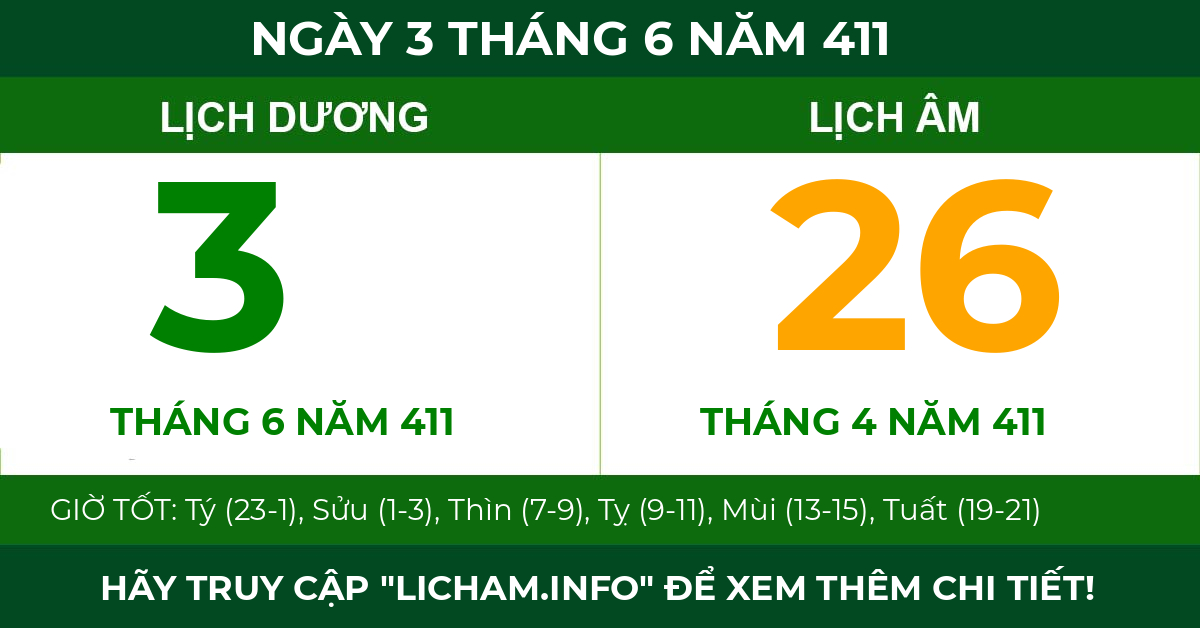 lịch âm ngày 3 tháng 6 năm 411