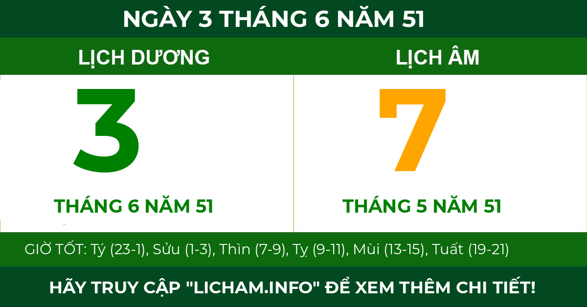 lịch âm ngày 3 tháng 6 năm 51