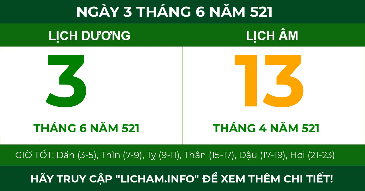 lịch âm ngày 3 tháng 6 năm 521