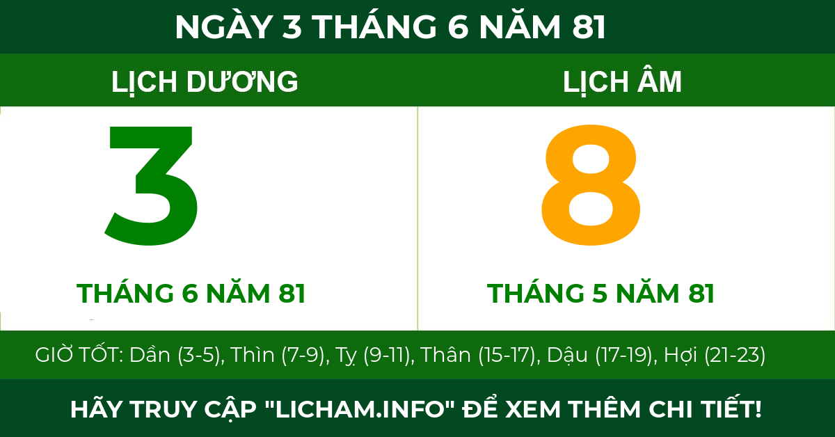 lịch âm ngày 3 tháng 6 năm 81