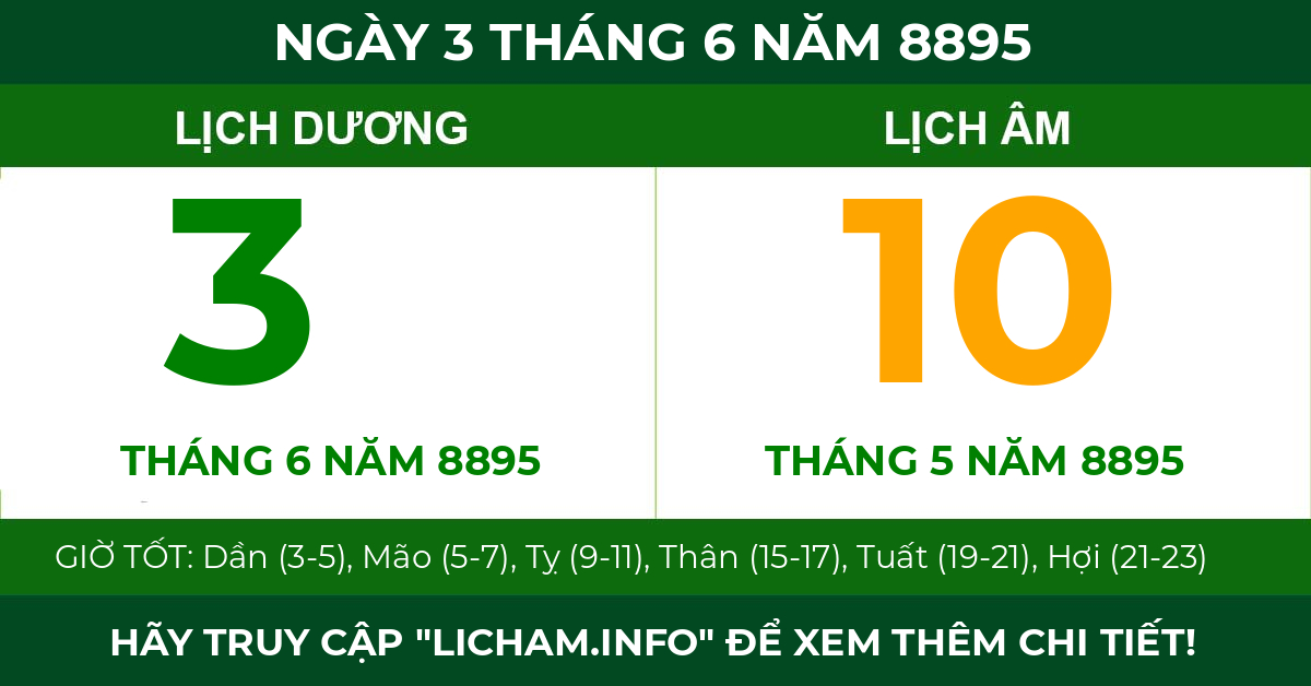 lịch âm ngày 3 tháng 6 năm 8895