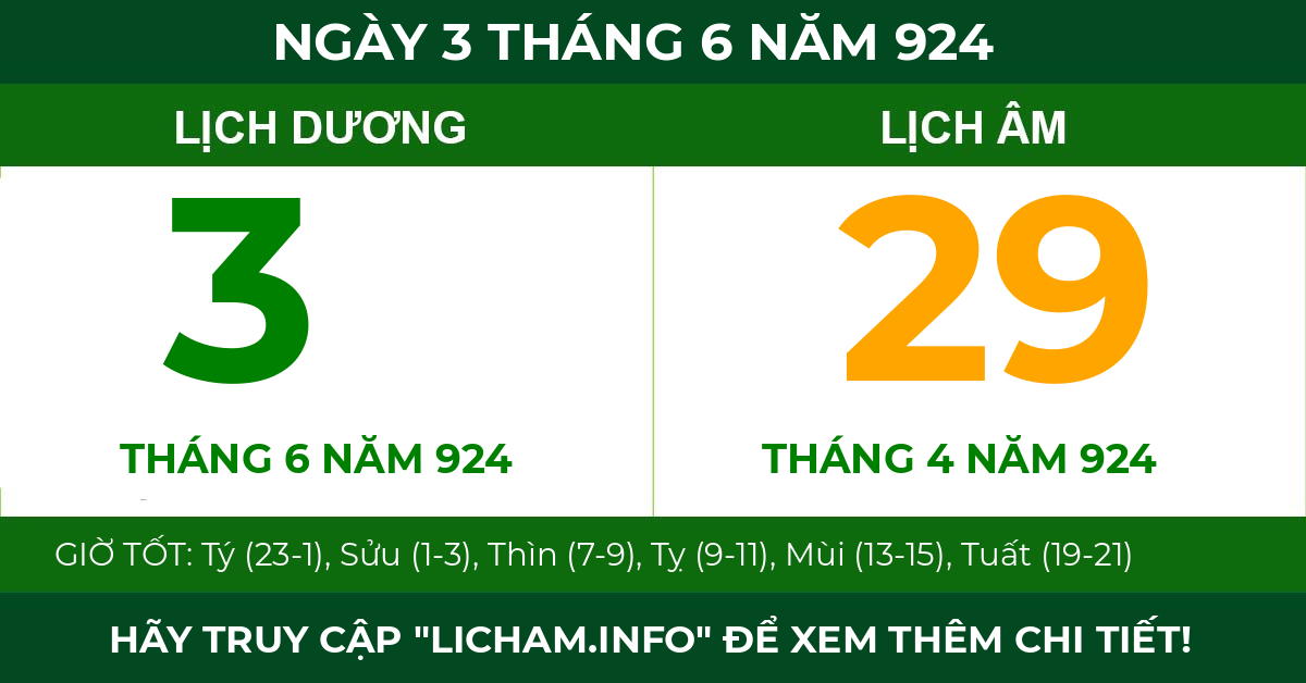lịch âm ngày 3 tháng 6 năm 924