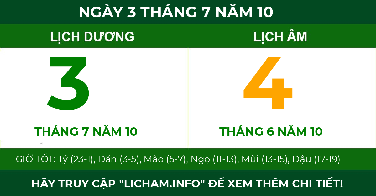 lịch âm ngày 3 tháng 7 năm 10