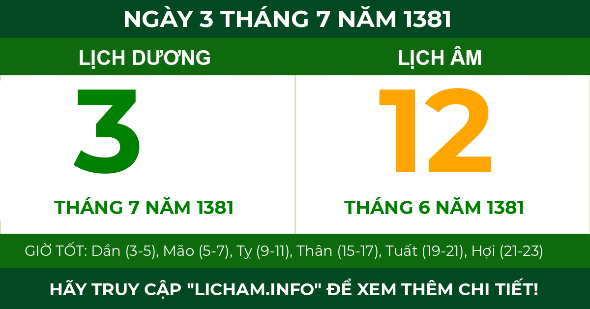 lịch âm ngày 3 tháng 7 năm 1381