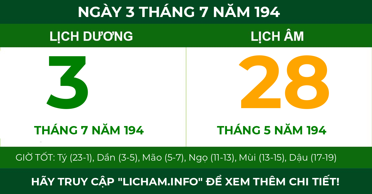 lịch âm ngày 3 tháng 7 năm 194